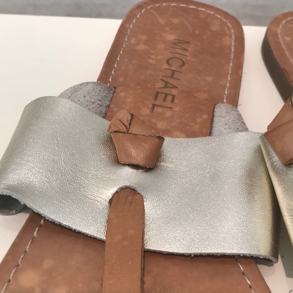 Michael Tan/ Silver Leather Thong Sandals - Picture 3 of 7